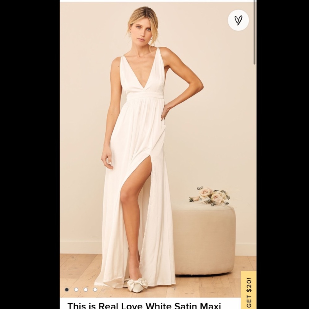 Lulu’s This is Real Love White Satin Maxi